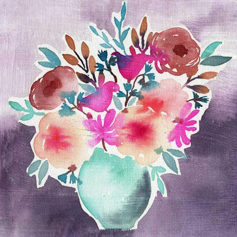 Late Summer Bouquet Gold Ornate Wood Framed Art Print with Double Matting by Esther Bley Designs