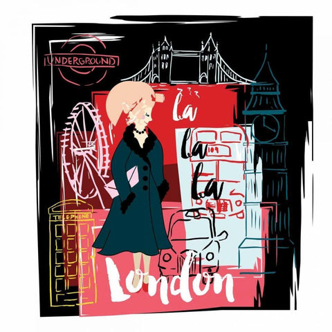 La La London Black Ornate Wood Framed Art Print with Double Matting by Esther Bley Designs