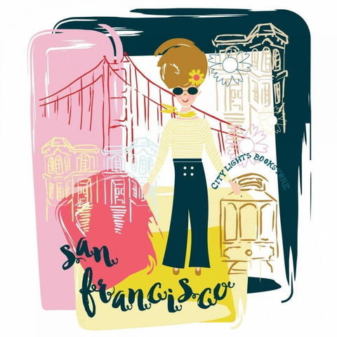 San Francisco Fun Black Modern Wood Framed Art Print by Esther Bley Designs