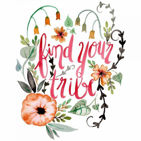 Find Your Tribe Black Modern Wood Framed Art Print by Esther Bley Designs