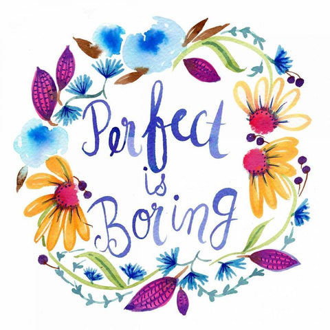 Perfect Is Boring White Modern Wood Framed Art Print with Double Matting by Esther Bley Designs