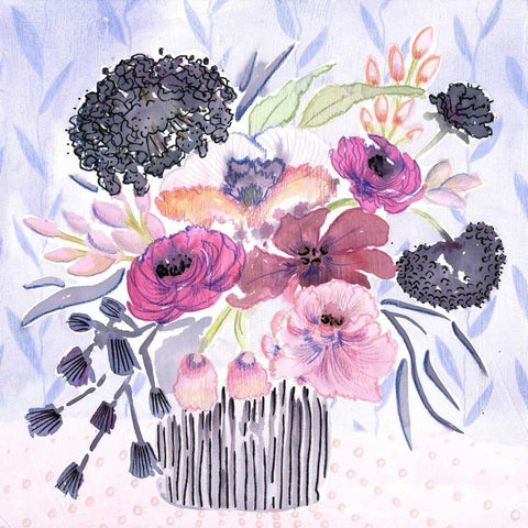 Lavender Black Gold Ornate Wood Framed Art Print with Double Matting by Esther Bley Designs