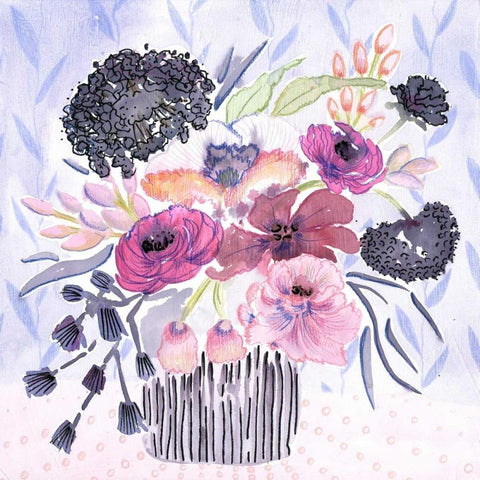 Lavender Black White Modern Wood Framed Art Print with Double Matting by Esther Bley Designs