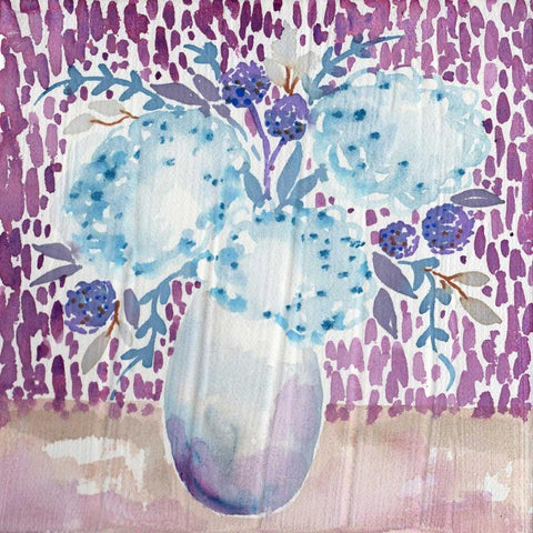 Blue Hydrandea Black Modern Wood Framed Art Print with Double Matting by Esther Bley Designs