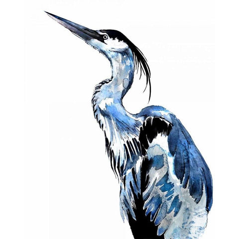 Coastal Blue Egret White Modern Wood Framed Art Print by Smith, Crystal