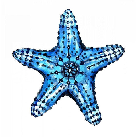 Sea Blue Starfish White Modern Wood Framed Art Print by Smith, Crystal