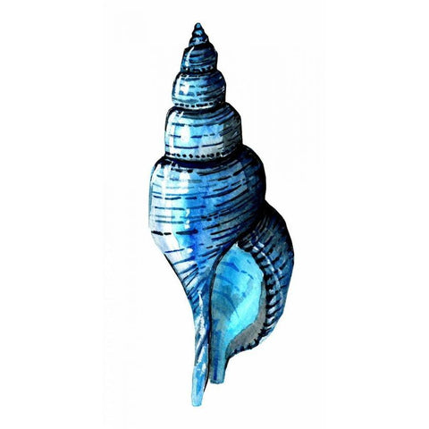 Sea Blue Shell White Modern Wood Framed Art Print by Smith, Crystal