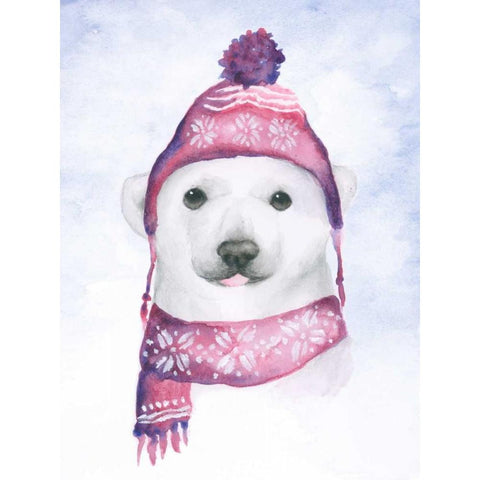 Baby Polar Bear White Modern Wood Framed Art Print by Barckholtz, Lindsay