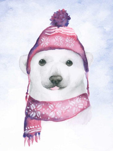 Baby Polar Bear Black Ornate Wood Framed Art Print with Double Matting by Barckholtz, Lindsay