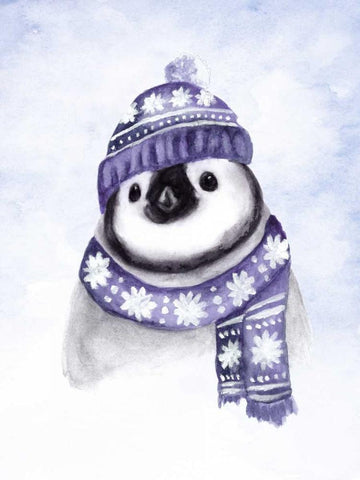 Baby Pinguin Black Ornate Wood Framed Art Print with Double Matting by Barckholtz, Lindsay