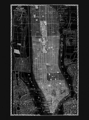 NY Map Circa 1865 Black Ornate Wood Framed Art Print with Double Matting by Adam Shaw Cartography