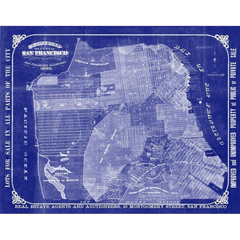 San Francisco Blueprint Black Modern Wood Framed Art Print with Double Matting by Adam Shaw Cartography