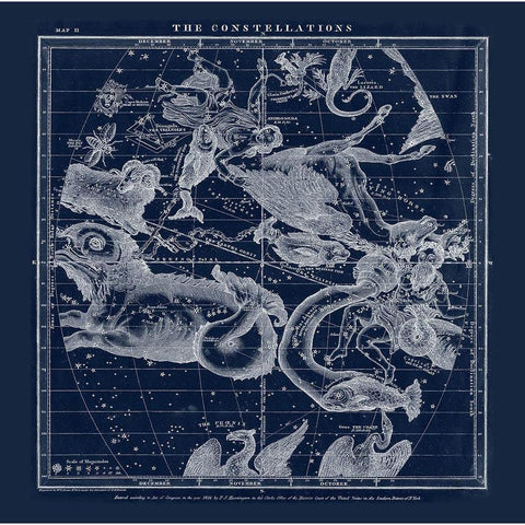 The Constellations White Modern Wood Framed Art Print by Adam Shaw Cartography