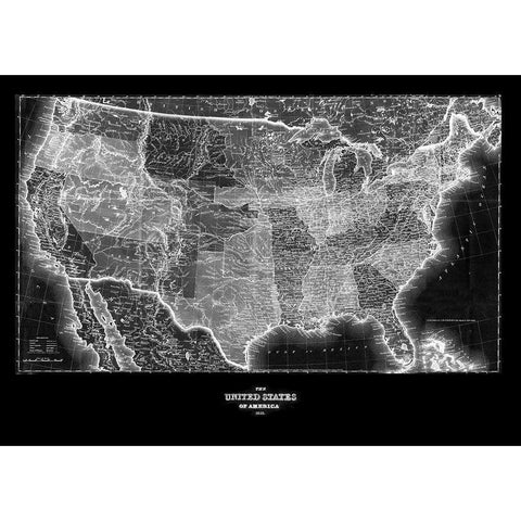 United States 1853 White Modern Wood Framed Art Print by Adam Shaw Cartography
