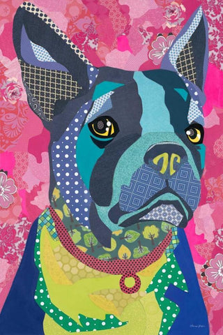 Boston Blue Black Ornate Wood Framed Art Print with Double Matting by Paper Pictures By Laura