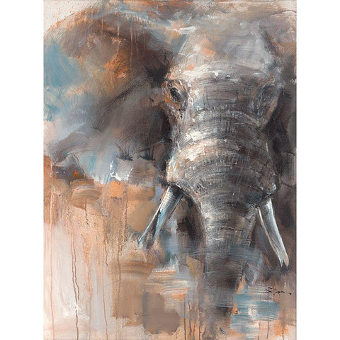 Savannah Elephant White Modern Wood Framed Art Print by Key