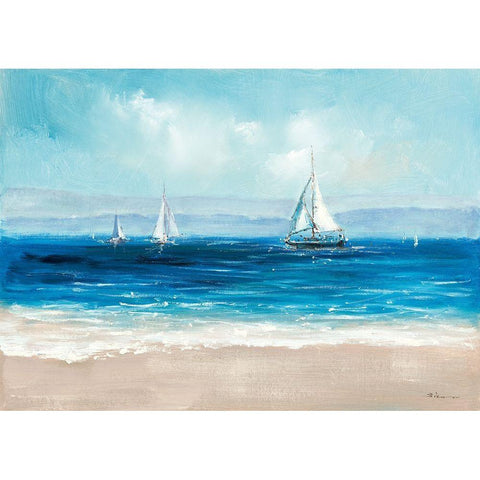 Sailing By White Modern Wood Framed Art Print by Key