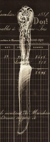 Knife Document Black Ornate Wood Framed Art Print with Double Matting by Z Studio