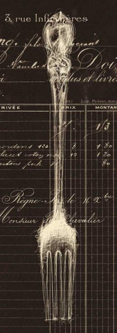 Fork Document Black Ornate Wood Framed Art Print with Double Matting by Z Studio