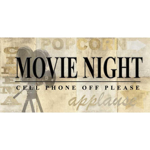 Movie Night Black Modern Wood Framed Art Print by Z Studio