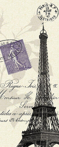 Eiffel Tower White Modern Wood Framed Art Print with Double Matting by Z Studio