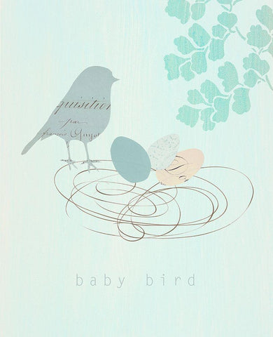 BABY BIRD Black Ornate Wood Framed Art Print with Double Matting by Z Studio