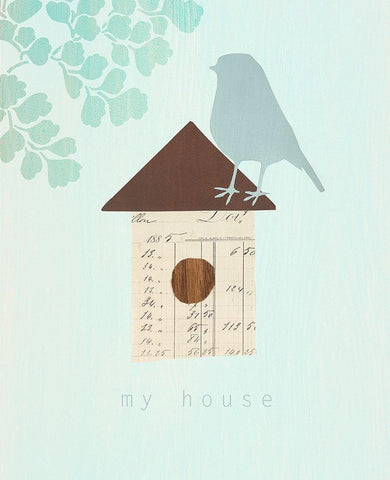 MY HOUSE White Modern Wood Framed Art Print with Double Matting by Z Studio