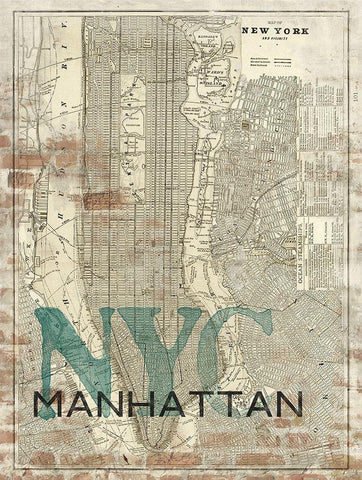 Reclaimed NYC Map Black Ornate Wood Framed Art Print with Double Matting by Z Studio