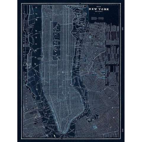NYC Blues Black Modern Wood Framed Art Print by Z Studio