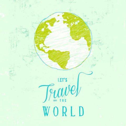 Lets Travel 1 Black Modern Wood Framed Art Print with Double Matting by Z Studio