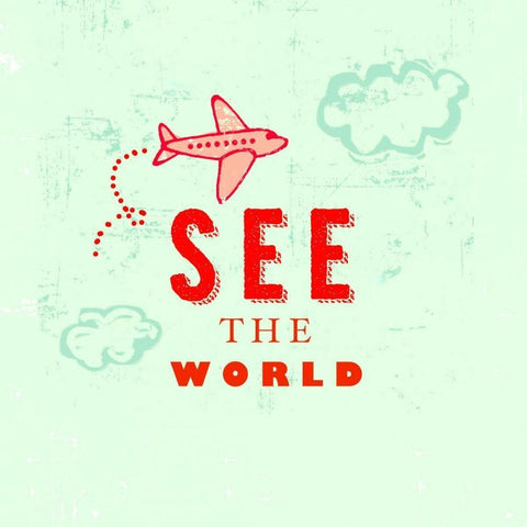 Lets Travel 6 White Modern Wood Framed Art Print with Double Matting by Z Studio