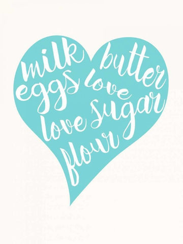Love, Sugar, Milk Eggs White Modern Wood Framed Art Print with Double Matting by Z Studio