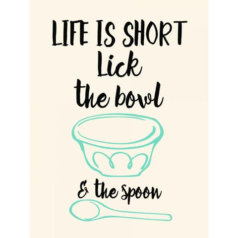 Lick The Bowl and The Spoon White Modern Wood Framed Art Print by Z Studio