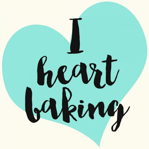 I heart Baking White Modern Wood Framed Art Print with Double Matting by Z Studio