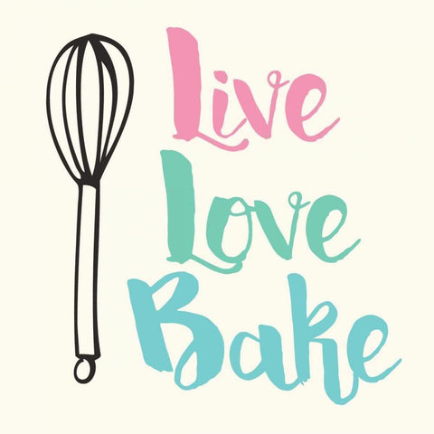 Live Love Bake White Modern Wood Framed Art Print by Z Studio
