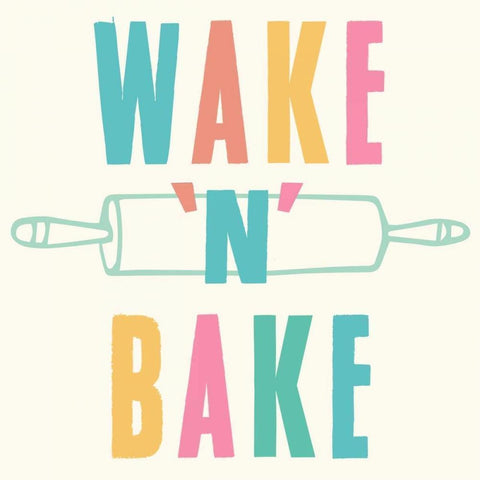 Wake n Bake White Modern Wood Framed Art Print with Double Matting by Z Studio