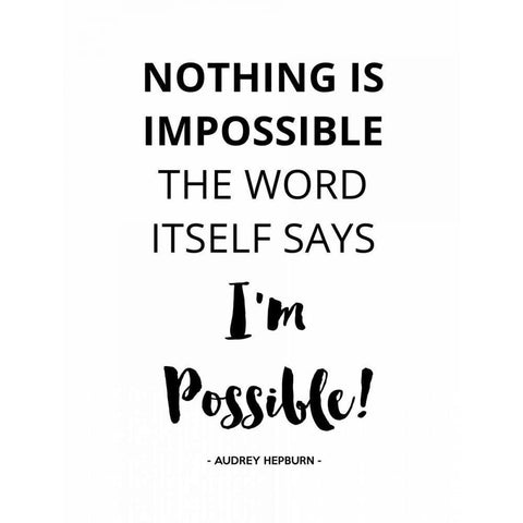 Nothing IS Impossible White Modern Wood Framed Art Print by Z Studio