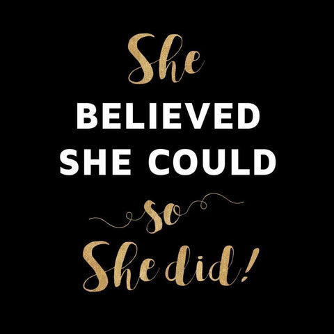 She Believed, Gold Gold Ornate Wood Framed Art Print with Double Matting by Z Studio