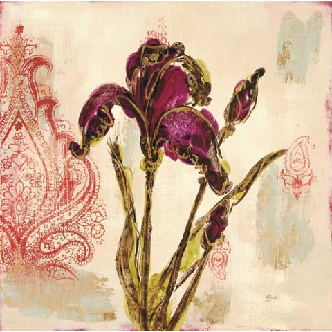 Iris Paisley 1 Gold Ornate Wood Framed Art Print with Double Matting by Dos Santos, Bella
