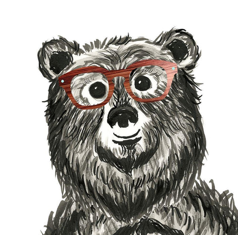 Bookish Bear Black Ornate Wood Framed Art Print with Double Matting by Dos Santos, Bella