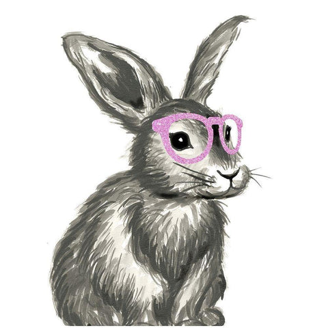 Funny Bunny White Modern Wood Framed Art Print by Dos Santos, Bella