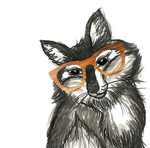 Smart and Foxy Black Ornate Wood Framed Art Print with Double Matting by Dos Santos, Bella