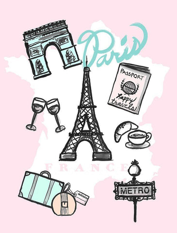 Pastel Paris White Modern Wood Framed Art Print with Double Matting by Dos Santos, Bella