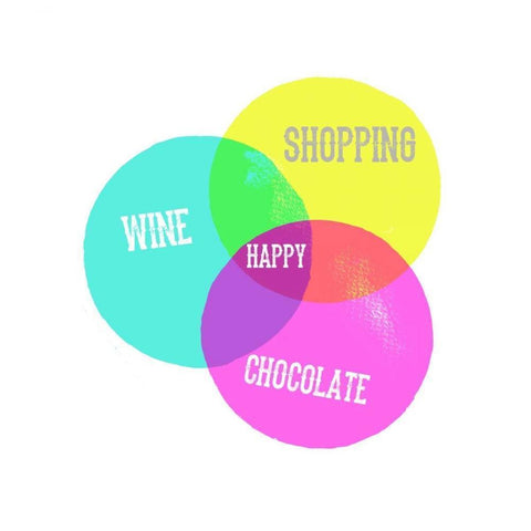 Venn Happy Diagram Black Modern Wood Framed Art Print with Double Matting by Dos Santos, Bella