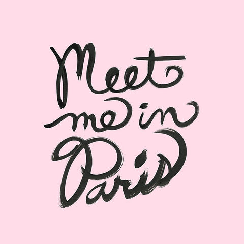 Meet Me In Paris Black Ornate Wood Framed Art Print with Double Matting by Dos Santos, Bella
