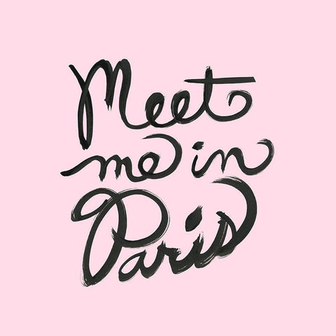 Meet Me In Paris Black Modern Wood Framed Art Print by Dos Santos, Bella