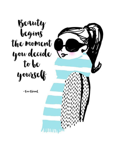 Decide To Be Yourself White Modern Wood Framed Art Print with Double Matting by Dos Santos, Bella