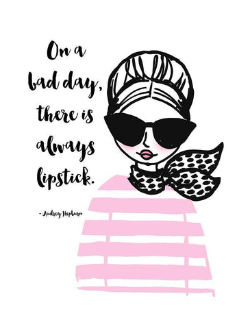 Theres Always Lipstick White Modern Wood Framed Art Print with Double Matting by Dos Santos, Bella