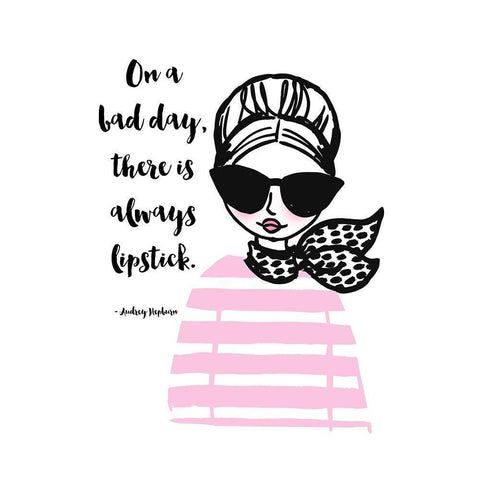 Theres Always Lipstick White Modern Wood Framed Art Print by Dos Santos, Bella