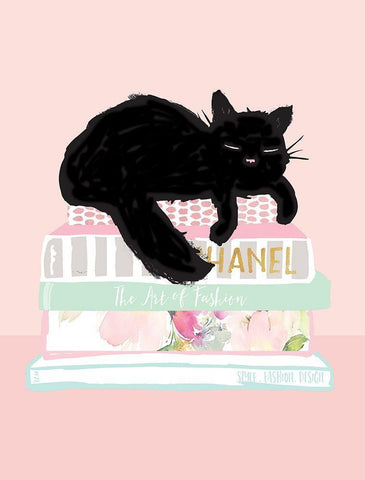 Cat Nap White Modern Wood Framed Art Print with Double Matting by Dos Santos, Bella